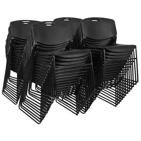 Regency Zeng Ultra Compact Metal Frame Armless Stackable Chair - Black, PK50 4400BK50PK